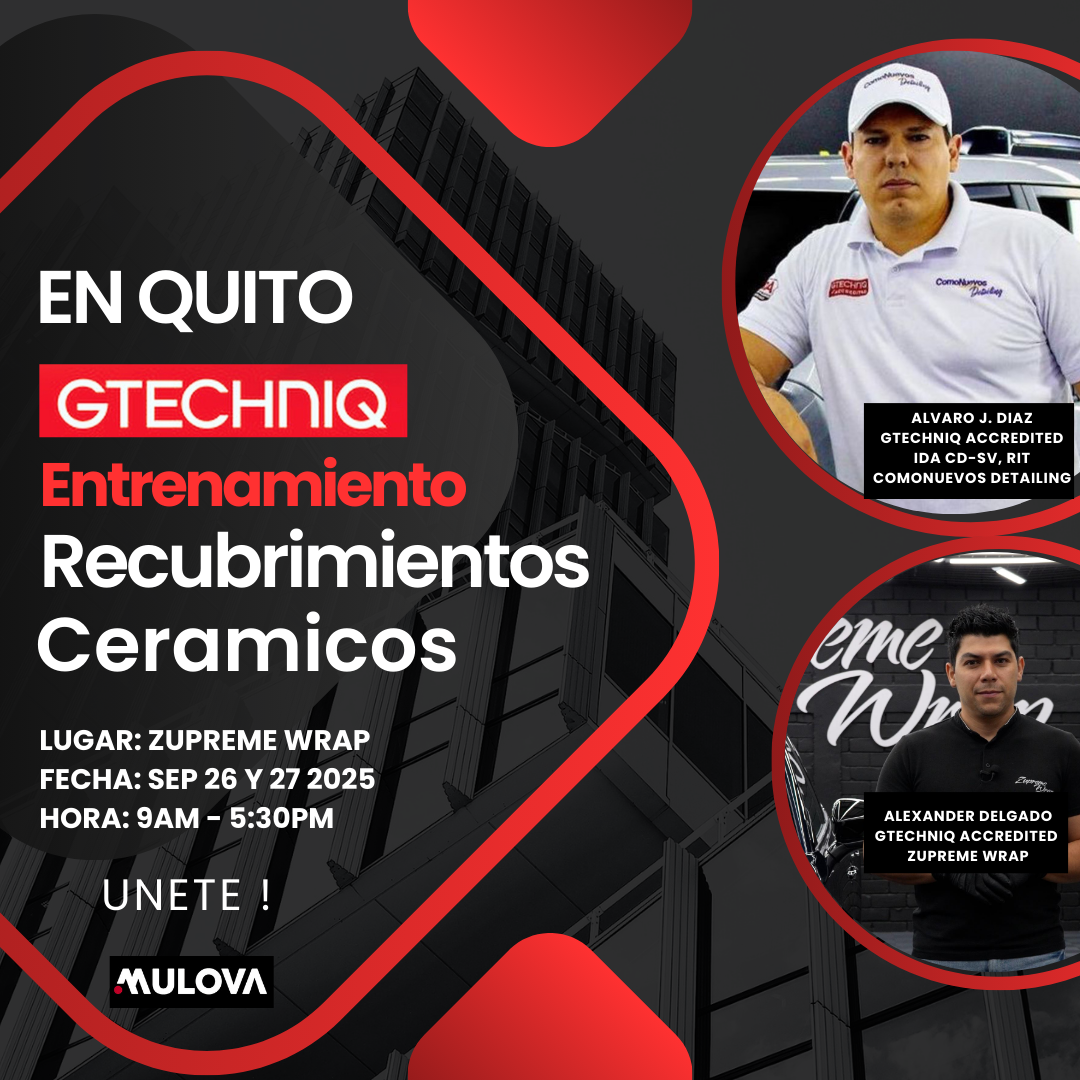 Entrenamiento Recubrimientos Ceramicos Gtechniq en Quito Sep 26 y 27 2025